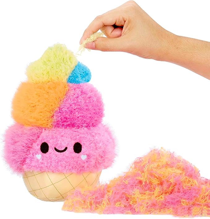 Fluffie Stuffiez Ice Cream Small Collectible Feature Plush - Surprise Reveal Unboxing with Huggable ASMR Fidget DIY Fur Pulling, Ultra Soft Fluff