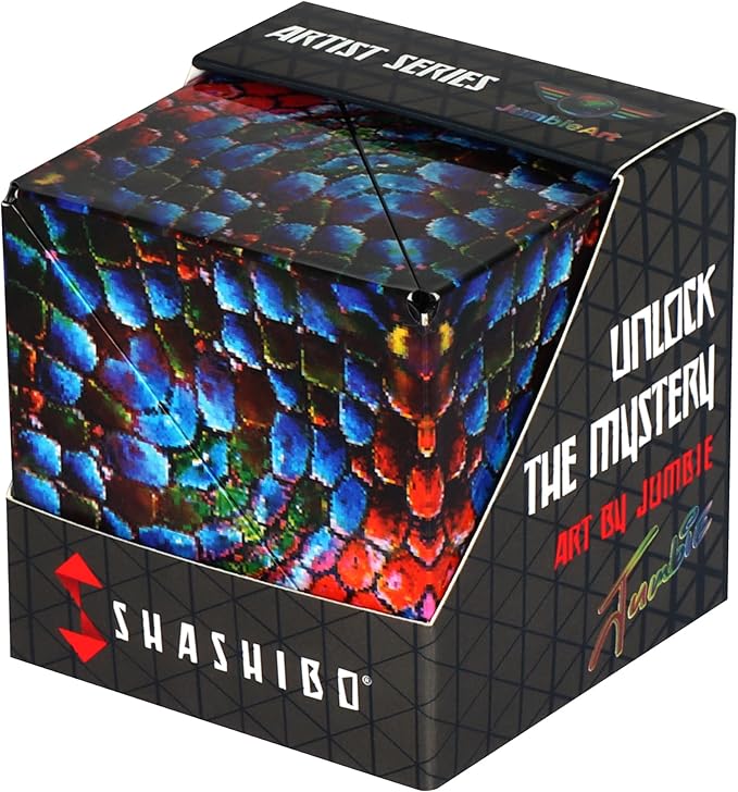 SHASHIBO Shape Shifting Box - Award-Winning, Patented Fidget Cube w/ 36 Rare Earth Magnets - Transforms Into Over 70 Shapes, Download Fun in Motion Toys Mobile App (Artist Series - The Chameleon)