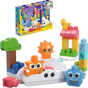 MEGA BLOKS Fisher-Price Toddler Building Blocks Toy, Rise & Snooze Night Light with 30 Pieces