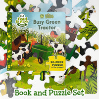 John Deere Busy Green Tractor 2-in-1 Read & Play Puzzle and Board Book for Toddlers and Preschoolers, Ages 2-5 (John Deere Kids: 2 in 1 Read & Play)