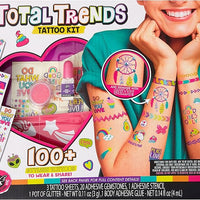 Angel Acade-Me by Anker Play Products, Total Trends Tattoo Kit - Easy Adhesive Stylish Temporary Tattoos - 100+ Stylish Tattoos Included + Glitter, Adhesive Glue, Cosmetic Brush & Gemstones