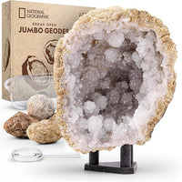 NATIONAL GEOGRAPHIC Break Open 5 Jumbo Geodes - Earth Science Kit with 5 Premium, Extra-Large Geodes with Crystals, Goggles & Display Stands, Science Gifts, Fun Stuff for Kids (Amazon Exclusive)