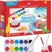 Faber-Castell Young Artist Learn to Watercolor - Watercolor Paint Set for Kids Ages 5+, Kid-friendly and Washable Watercolor Paint (Packaging May Vary)
