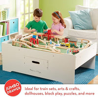 Melissa & Doug Deluxe Wooden Multi-Activity Play Table for Playroom - Kids Activity Table With Storage, Furniture, Train Table, H: 57.5 x W: 25 x D: 5.7
