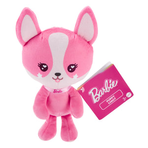 Barbie Stuffed Animal, 7-inch Pink Pet Puppy Plushie with Glitter Collar