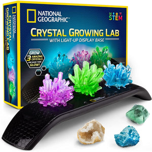 National Geographic Crystal Growing Kit – 3 Vibrant Colored Crystals to Grow