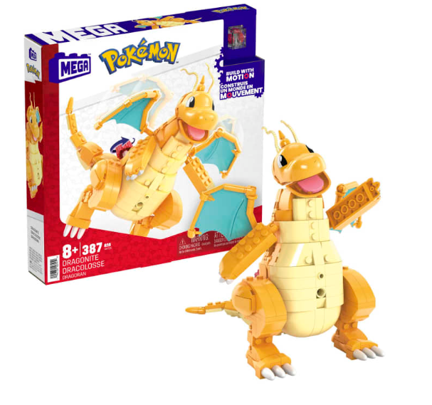 MEGA Pokémon Dragonite Large Scale Figure With Motion Building Set For Kids (388 Pcs)