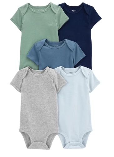 Infant Boys 5-Pack Solid Bodysuits