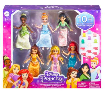 Disney Princess Toys, 6 Small Dolls And Accessories