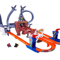 Hot Wheels Racerverse Spider-Man's Web-Slinging Speedway Track Set With 2 Hot Wheels Racers