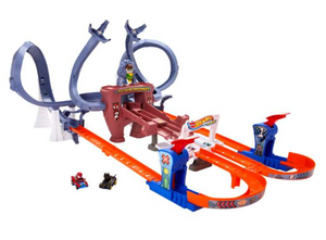 Hot Wheels Racerverse Spider-Man's Web-Slinging Speedway Track Set With 2 Hot Wheels Racers