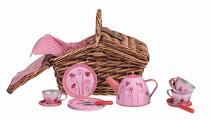 TIN TEA SET LADYBUG IN A BASKET