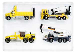 Matchbox Working Rigs Multipack, 4 Different Kid Favorite-themed Toy Trucks & Construction Equipment