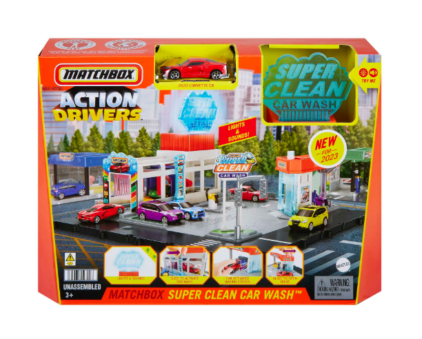 Matchbox Cars Playsets, Super Clean Carwash With 1 Matchbox Car