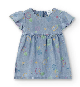 Girl's printed denim dress