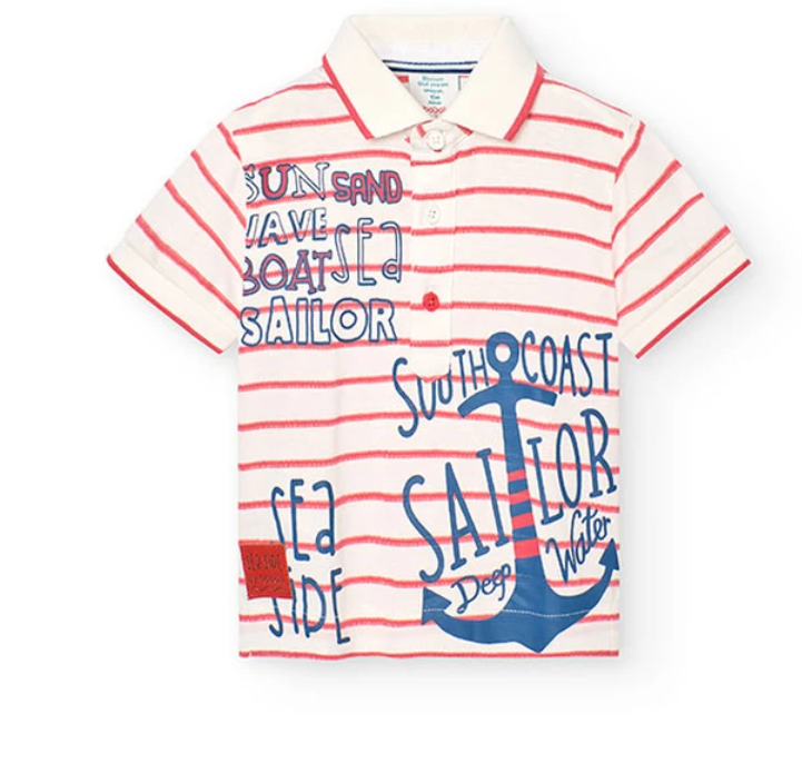 Baby's striped fantasy knit polo shirt