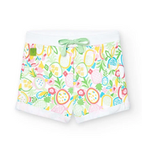 Baby girl's plush shorts with green print