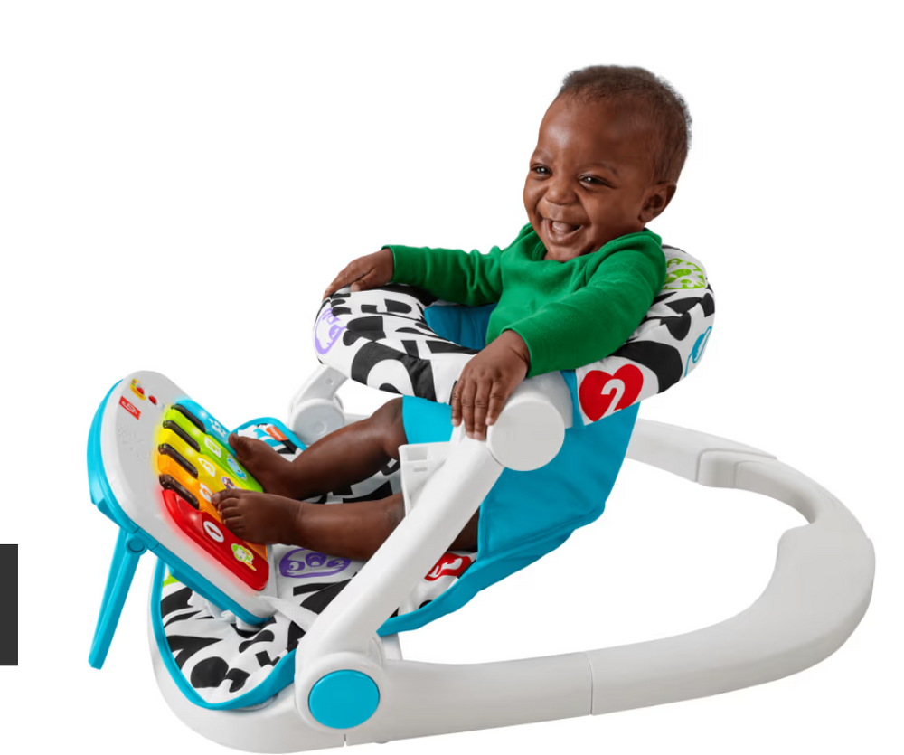 Fisher-Price Kick & Play Deluxe Sit-Me-Up Seat Portable Baby Chair With Piano Learning Toy