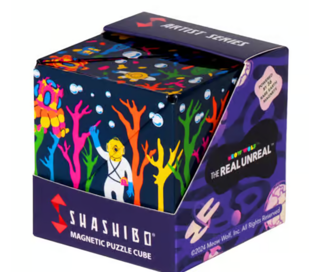 Shashibo Meow Wolf Glowquarium Magnetic Puzzle Cube Multicolored