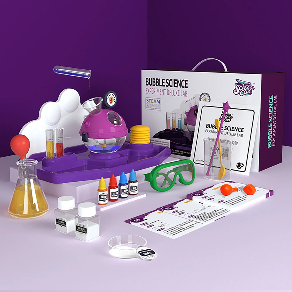 Hape: Science Can: Bubble Science Experiment Deluxe Lab - Physical Sciences Toy Playset, Make Magic Bubbles, Milk Animation, STEM Learning, Kids 8+