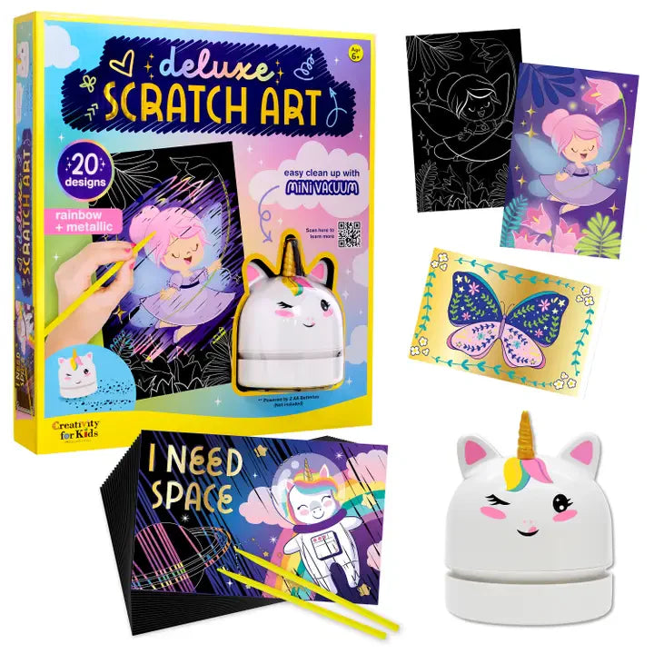 Deluxe Scratch Art Kit with Mini Vacuum for Kids
