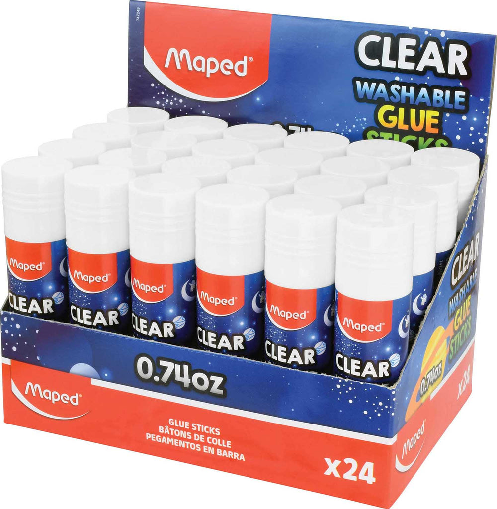 Clear Washable Glue Stick Display x24 – 0.74oz