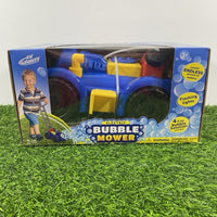 KIDS BUBBLE LAWN MOWER Bubble Maker Toy Machine Flashing Lights Bubble Solution