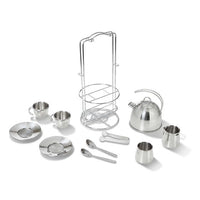 Stainless Steel Tea Set and Storage Stand
