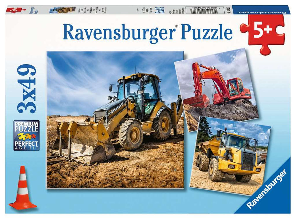 Diggers at Work  3 x  49 Piece Puzzle