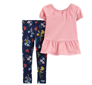 2-Piece Peplum Jersey Tee & Legging Set