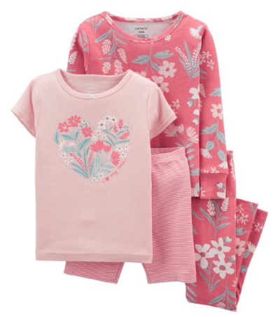 4-Piece Floral 100% Snug Fit Cotton PJs