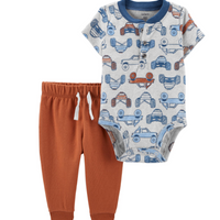 2-Piece Cars Bodysuit Pant Set