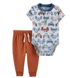 2-Piece Cars Bodysuit Pant Set