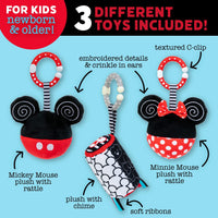 Disney Baby Mikcey Mouse and Minnie Mouse 3 Pack Hanging Toys
