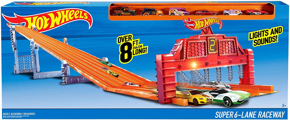 Hot Wheels Super 6-Lane Raceway with Lights & Sounds