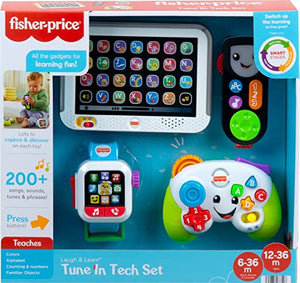 Laugh & Learn Fisher-Price Laugh & Learn Tune in Tech Set, Gift Set of 4 Musical Learning Role-Play Toys for Infants and Toddlers, Multicolor