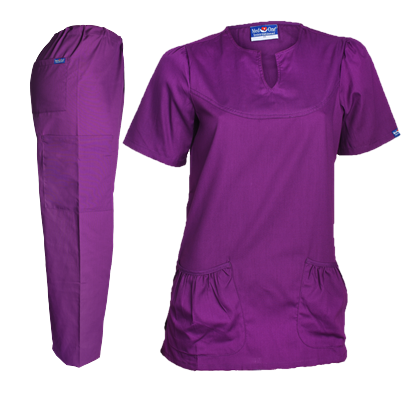 Med One Ladies Scrub Suits - Purple