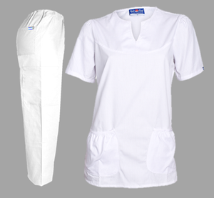 Med One Ladies Scrub Suits - White