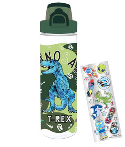 Dino Pop-Open Water Bottle With Sticker