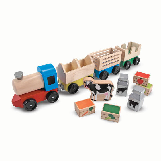 Wooden Farm Train Play Set